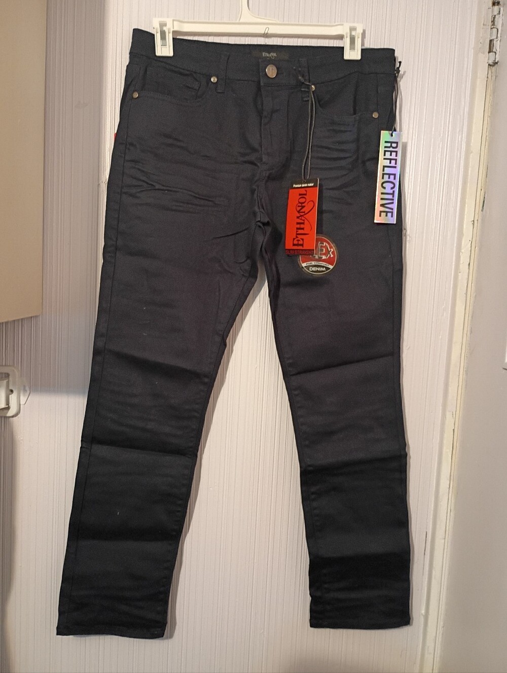 New! Mens Ethanol Slim Straight  Reflective Flex Jeans 34x32